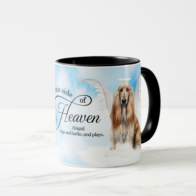 Mug Afghan Hound Dog in Heaven Personalized Memorial (Devant droit)