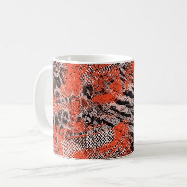 Mug Africain, tribal. Noir, rouge, gris. (Devant gauche)