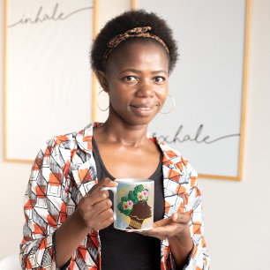 Mug Afro-Américaine Femme Florale Couronne