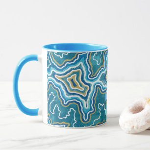 Mug Agate graphique en or bleu