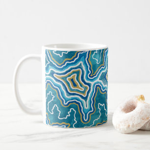 Mug Agate graphique en or bleu