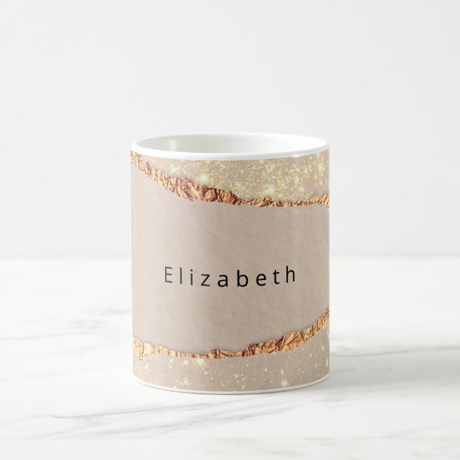 Mug Agate marbre parties scintillant en pierre beige o (Centre)