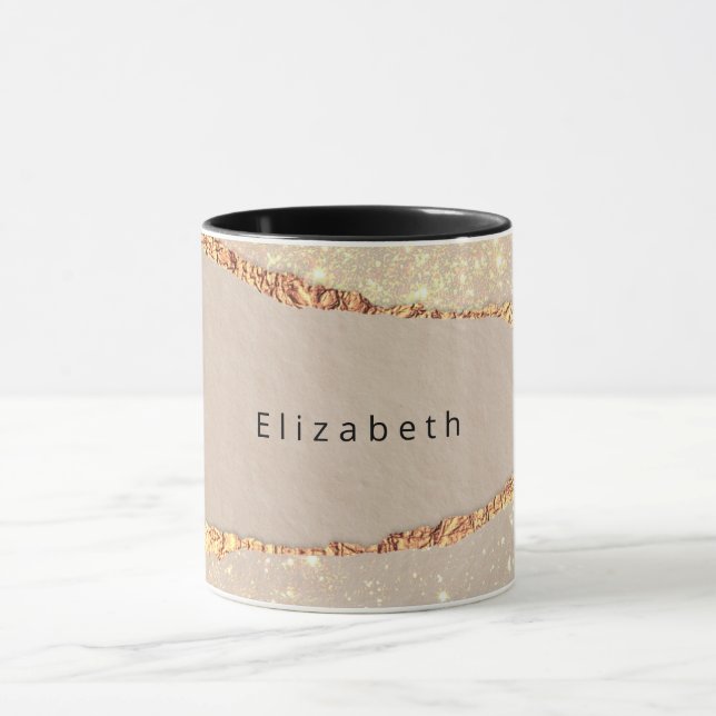 Mug Agate marbre parties scintillant en pierre beige o (Centre)