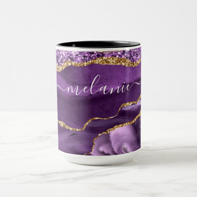Mug Agate Purple Gold Nom de la Parties scintillant Ca (Centre)
