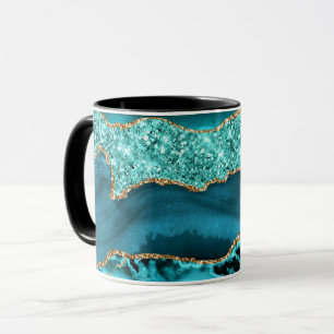 Mug Agate Turquoise Blue Gold Parties scintillant Marb
