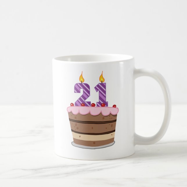 Mug Âge 21 sur le gâteau d'anniversaire (Droite)