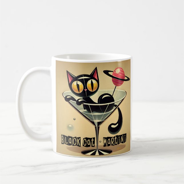 Mug Âge atomique Futuriste de l'espace Noir Cat Martin (Gauche)