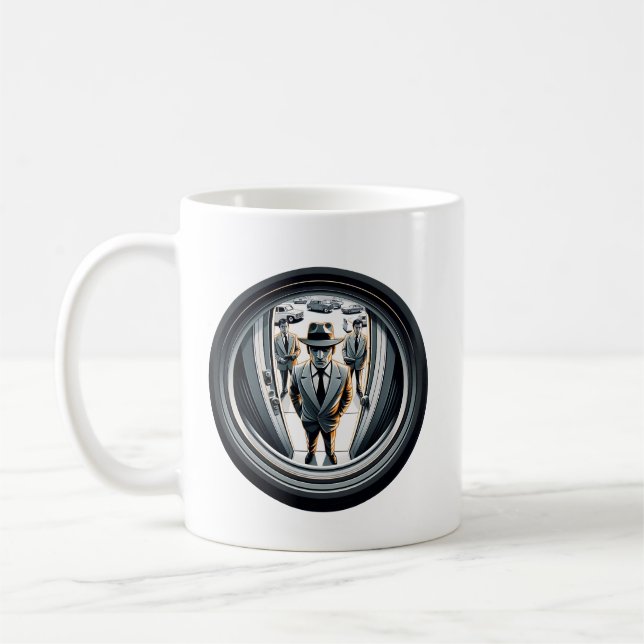 Mug Agents en gris à la porte | Fisheye (Gauche)