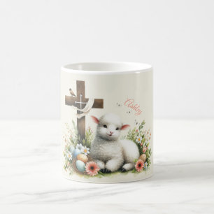 Mug Agneau de Pâques personnalisé à l'aquarelle