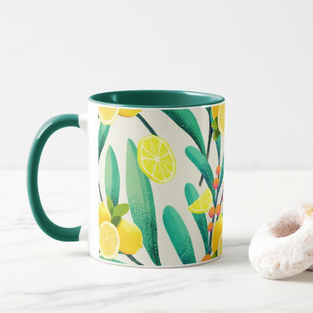 Mug Agrumes TROPICALES FRUITS D'ÉTÉ Citron orange tran (Avec donut)