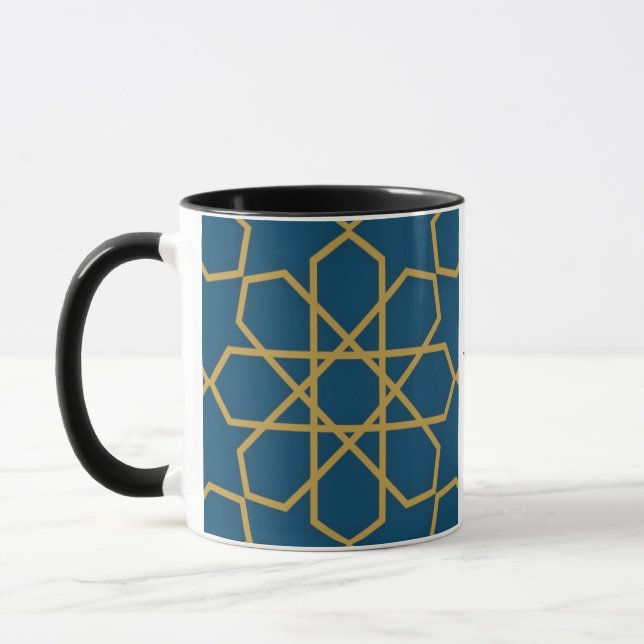 Mug Aïd Moubarak Design géométrique bleu (Gauche)