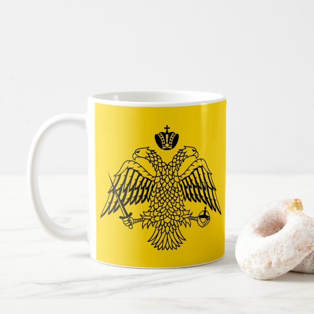 Mug Aigle à tête double, Emblème byzantin et chrétien (Avec donut)