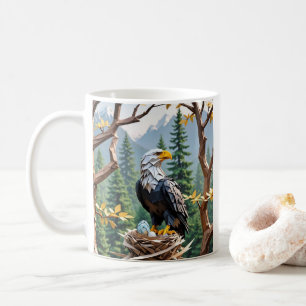 Mug Aigle américain en origami assis sur son nid