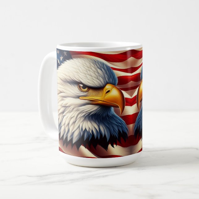 Mug Aigle Bald Illustrant Le Patriotisme Américain (Devant gauche)