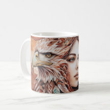 Aigle - Femme - Loup - art à l'aquarelle 1 - Fan F