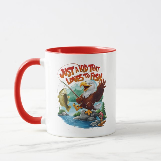 Mug Aigle Majestic avec du poisson frais sur Perche Ro (Gauche)