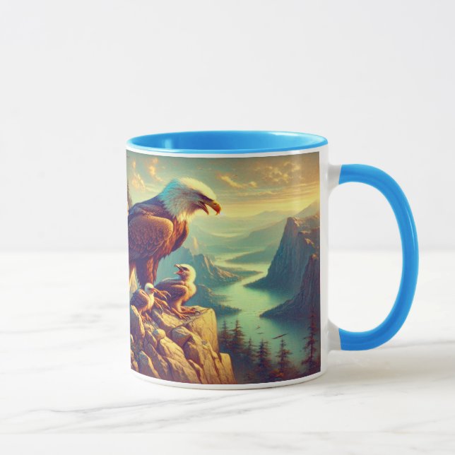 Mug Aigle Majestueux Capturant Une Truite Du Lac 7"x5" (Droite)
