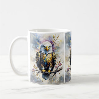 Mug Aigle majestueux sur la branche de fleurs dorées