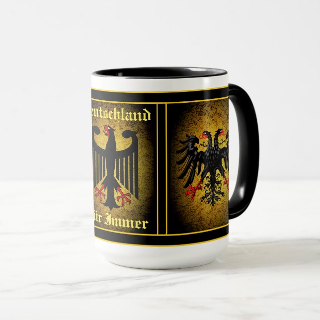 Mug Aigle noir double allemand/fourrure allemande (Devant droit)