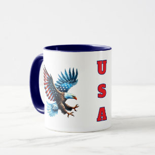 Mug Aigle Patriotique Américain Rouge Blanc Bleu