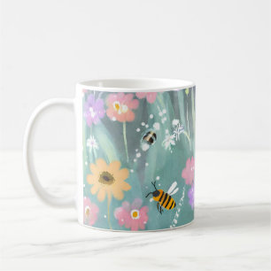 Mug Aiguilles D'Aquarelle Volant Sur Le Jardin Fleurs