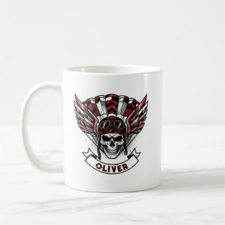 Mug Ailes de parachutiste rouge cramoisi et crâne