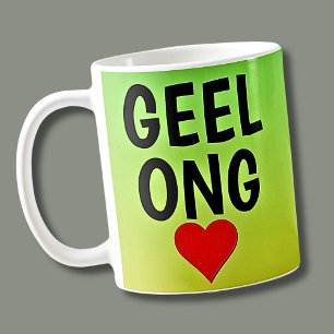 Mug Aimer GEELONG (ou votre texte) Coeur sur l'or vert