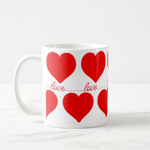 Mug Aimer les coeurs rouges