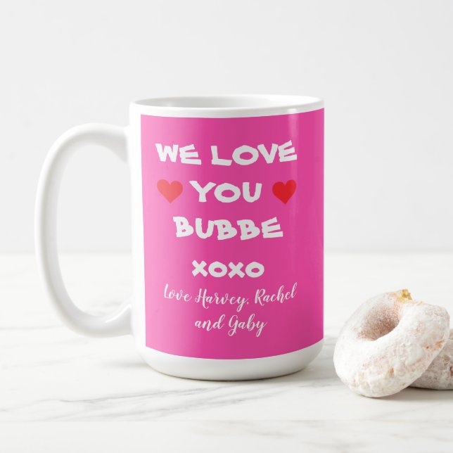 Mug Aimer Vous Bubbe Cadeau Personnalisé Hot Rose + Co (Avec donut)