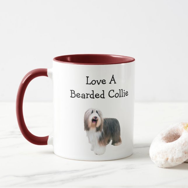 Mug Aimez un colley barbu (Avec donut)