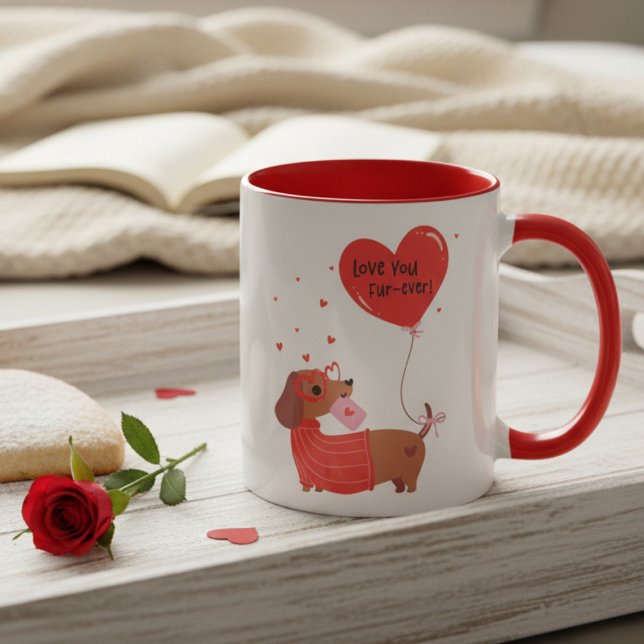 Mug Aimez-vous Fourrure-toujours mignon Chien Dachshun (Créateur téléchargé)