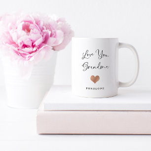 Mug Aimez-vous grand-mère   Script manuscrit et coeur