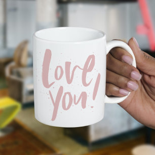 Mug Aimez-vous la Saint-Valentin moderne rose vif