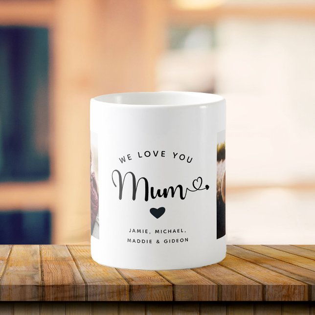 Mug Aimez-vous Maman Coeurs Personnalisé Deux Photo te (Créateur téléchargé)