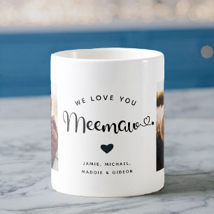 Mug Aimez-vous Meemaw Hearts Custom Deux Photo Café Mu