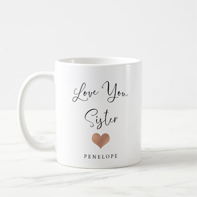 Mug Aimez-vous soeur | Script manuscrit et coeur (Gauche)