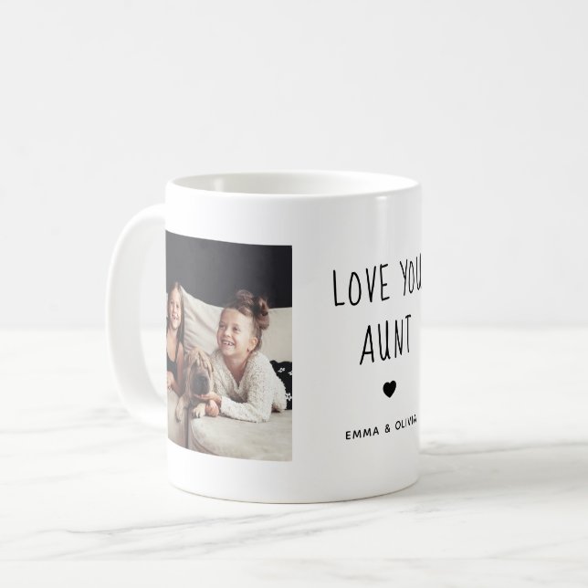 Mug Aimez-vous tante | Texte manuscrit de deux photos (Devant gauche)