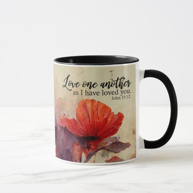 Mug Aimez-Vous Une Autre Bible Verse Rouge Violet Flor (Droite)