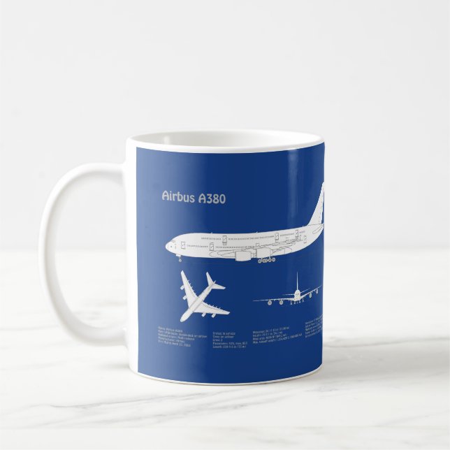 Mug Airbus a380 - Plans de dessin de plan d'avion ABD (Gauche)
