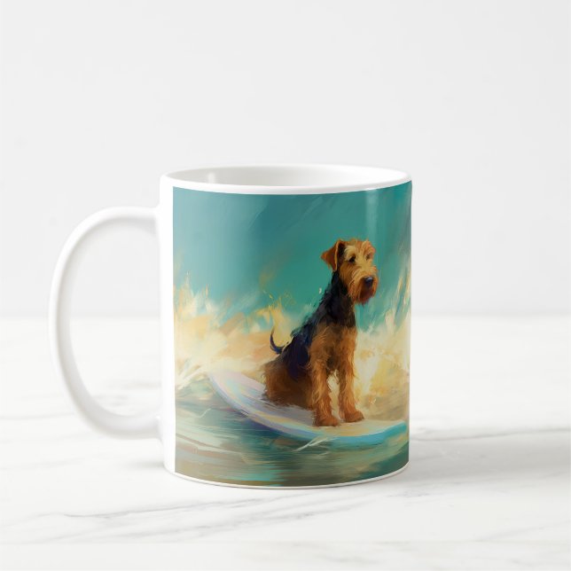 Mug Airedale Beach Surf Peinture (Gauche)