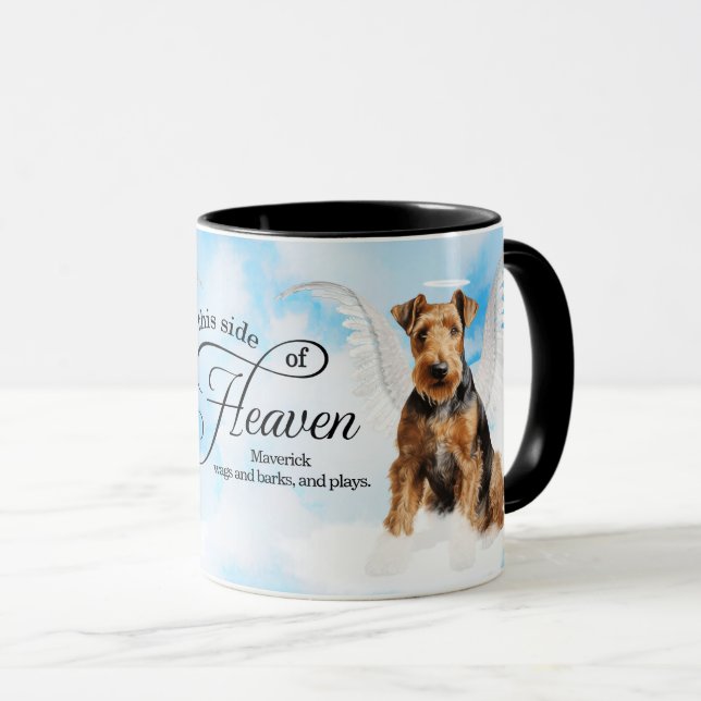 Mug Airedale Terrier Dog Heaven Personalized Memorial (Devant droit)
