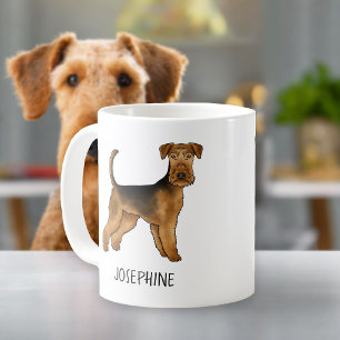 Mug Airedale Terrier mignon chien de dessin avec nom p
