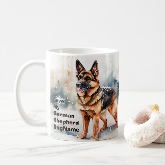 Mug Ajouter le nom Changer le texte, berger allemand d (Avec donut)