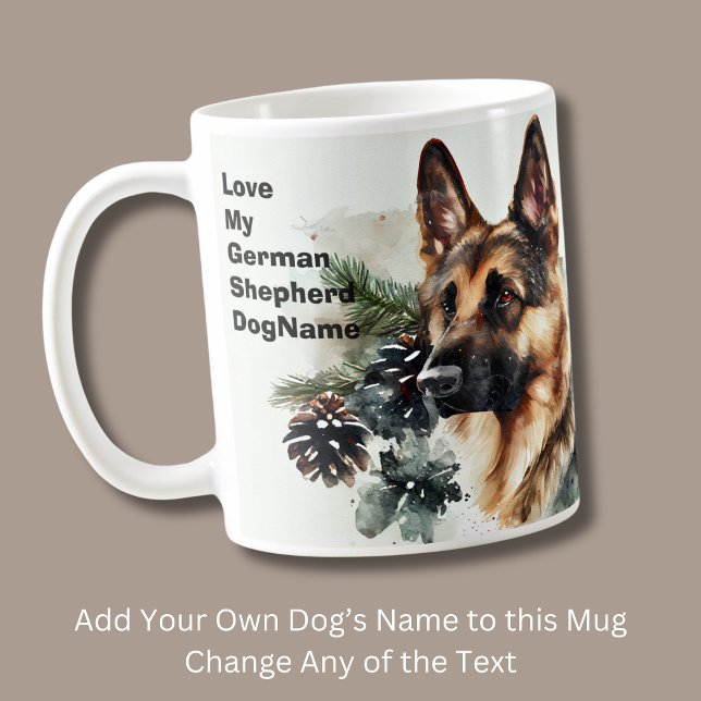 Mug Ajouter le nom Changer le texte, berger allemand d (Créateur téléchargé)