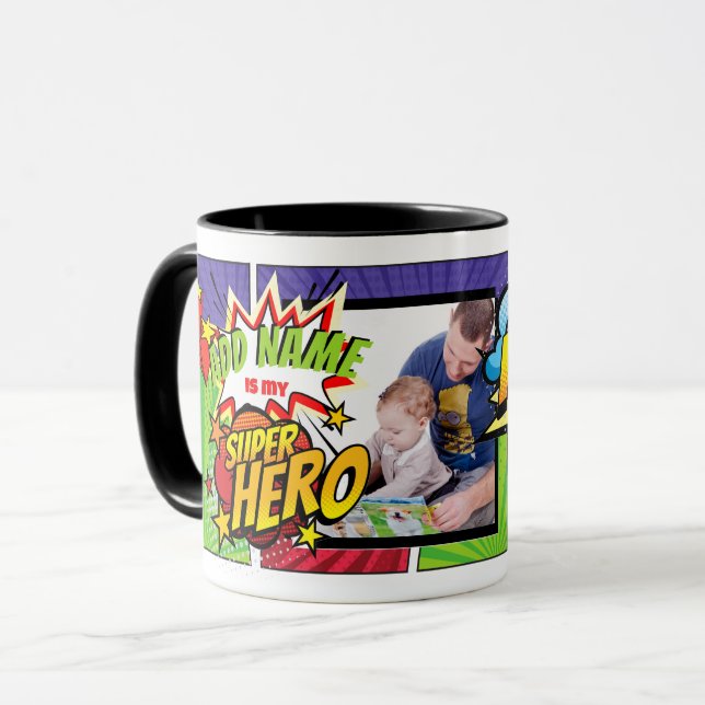Mug (AJOUTER LE NOM) Est Mon SUPERHERO Personnalisé PH (Devant gauche)