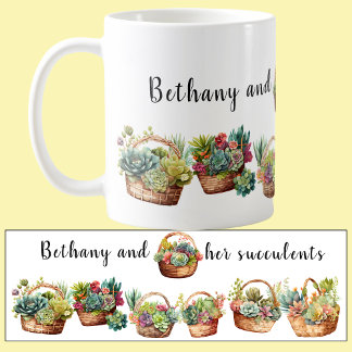 Mug Ajouter le nom et le texte, Paniers de Plantes suc