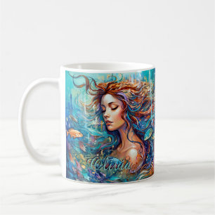 Mug Ajouter le nom Sirène sous l'eau en mer, Poisson d
