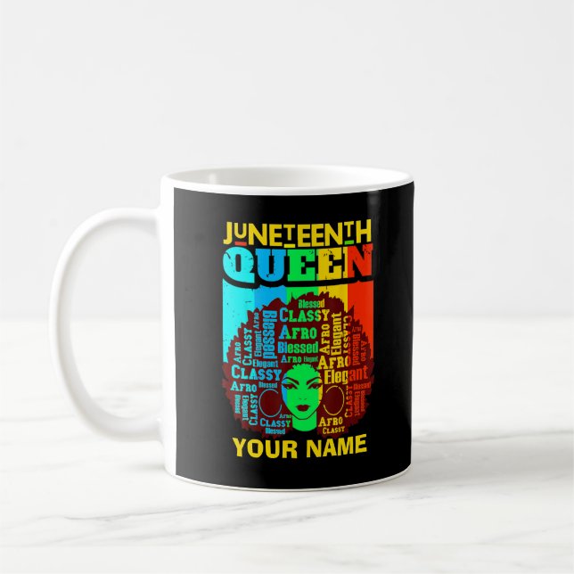 Mug Ajouter le nom Texte Junetdix Black Queen Afro Mel (Gauche)