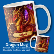 Ajouter Nom, Dragon Fantastique avec Livre & Café