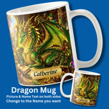 Ajouter Nom Dragon Vert Or avec Livre & Café